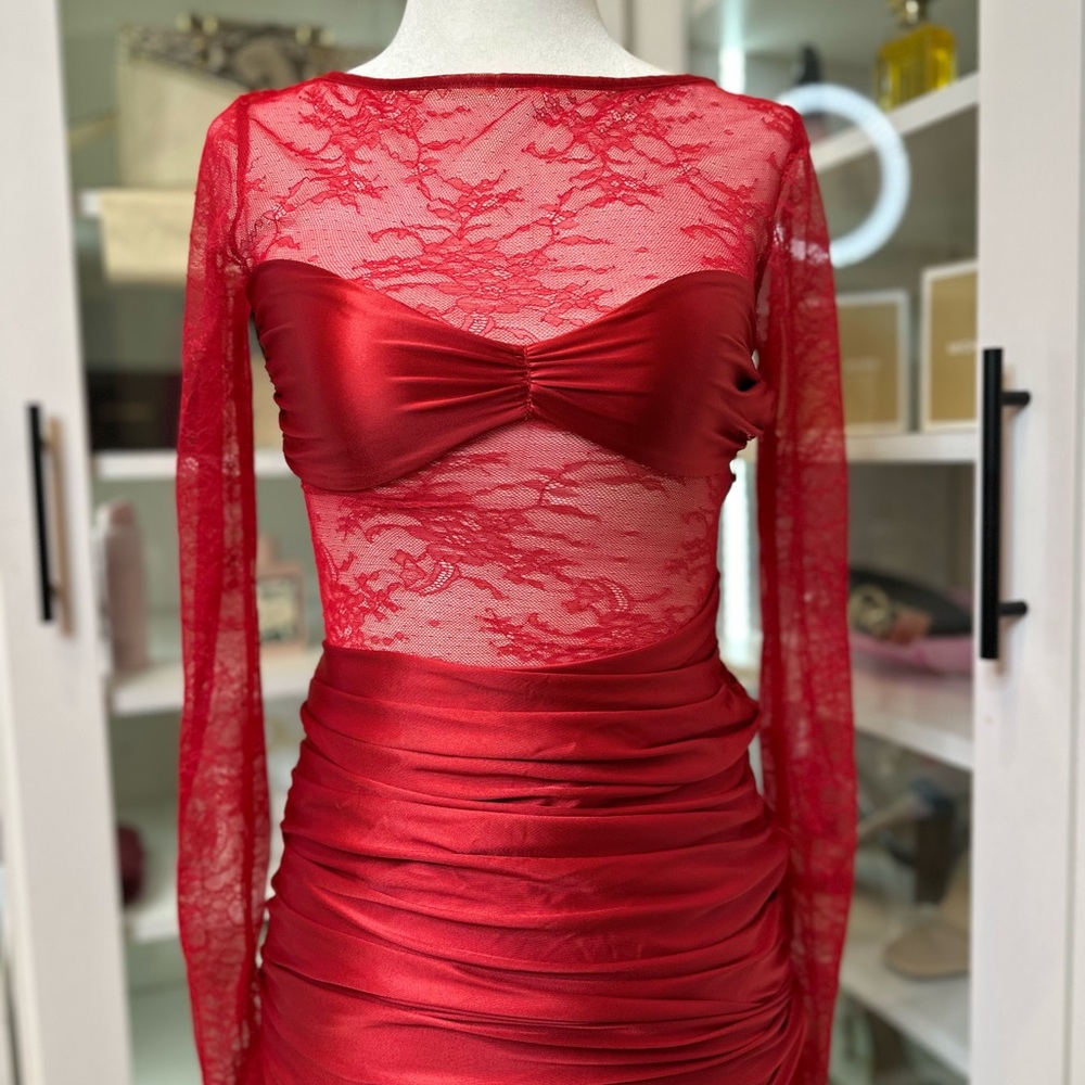 Elegant Red Lace Dress